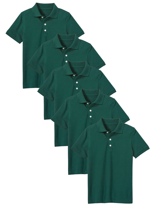 5-Pack School Uniform Tagless Polo Tshirt for Little Boys & Big Boys